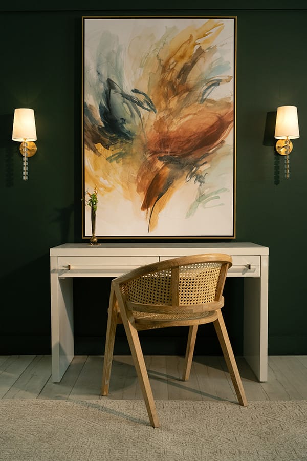 Worlds Away - Waterfall Two Drawer Desk With Brass And Acrylic Hardware In White Lacquer - RALPH WH view 4