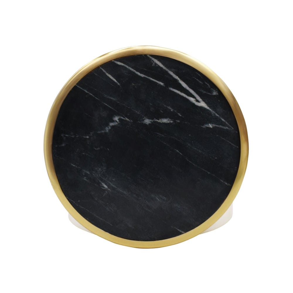Worlds Away - White Marble Container With Black Marble Top With Brass Rim - KHALID view 3
