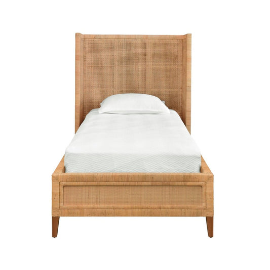 Worlds Away - Winged Headboard And Platform In Radio Weave Wrapped Rattan, Twin Size - DOLLY TWIN view 2