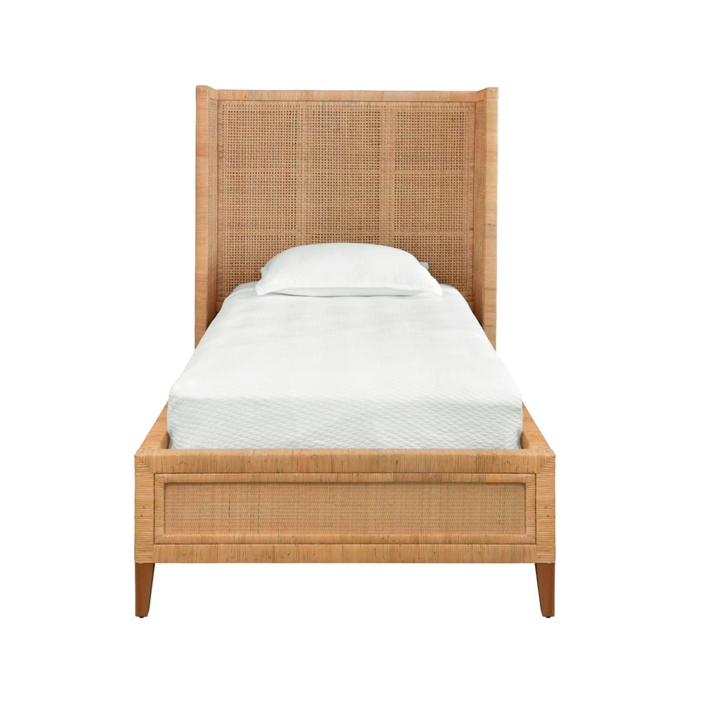 Worlds Away - Winged Headboard And Platform In Radio Weave Wrapped Rattan, Twin Size - DOLLY TWIN view 2