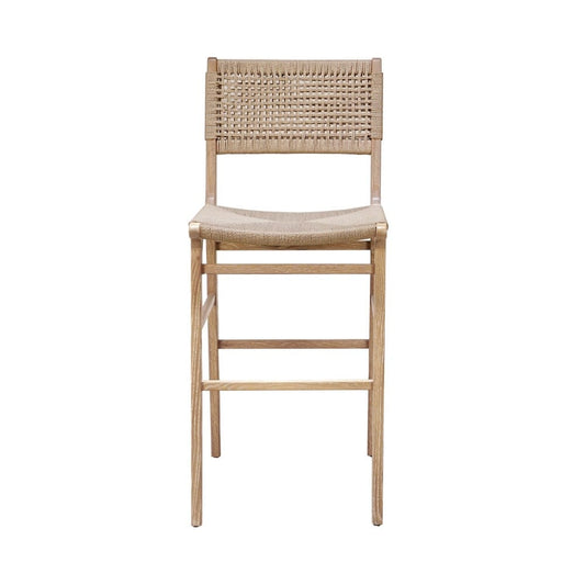 Worlds Away - Woven Back Bar Stool With Rush Seat In Cerused Oak - CARSON CO view 2