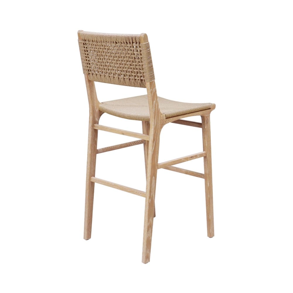 Worlds Away - Woven Back Bar Stool With Rush Seat In Cerused Oak - CARSON CO view 4