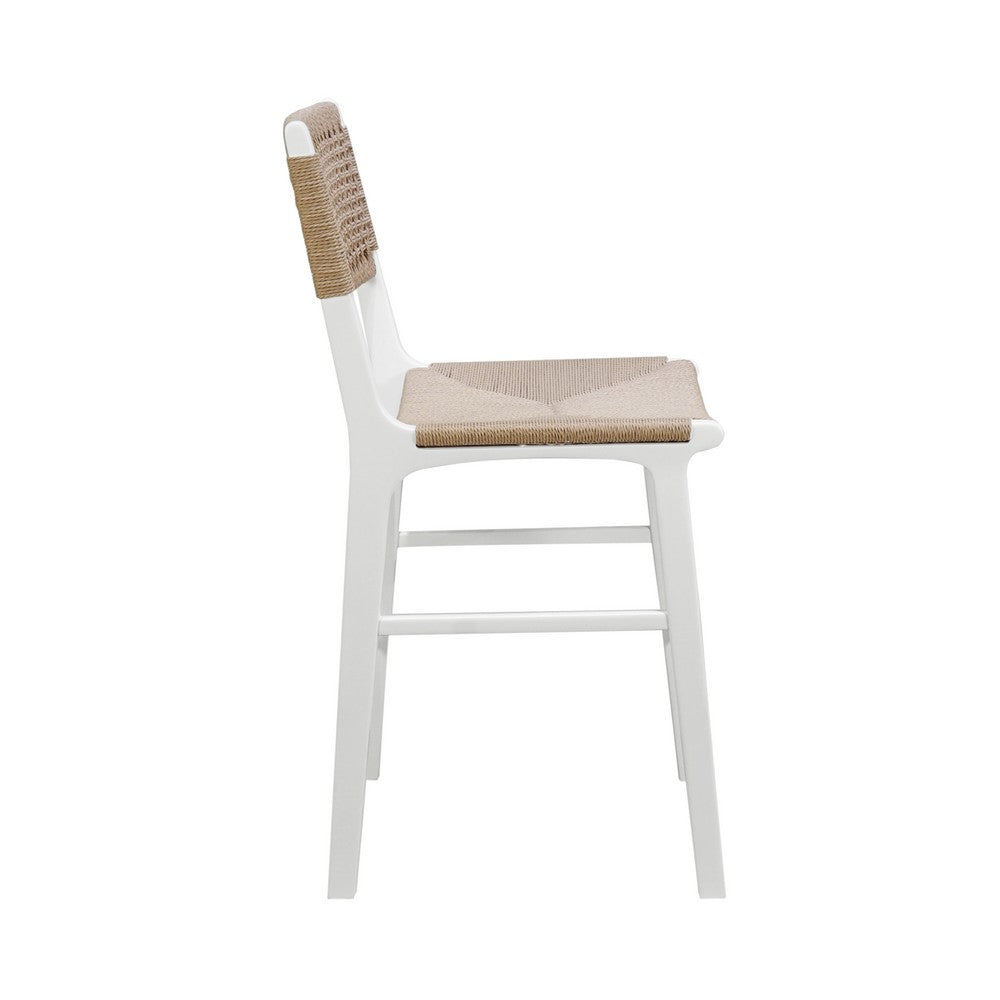 Worlds Away - Woven Back Counter Stool With Rush Seat In Matte White Lacquer - ASTRID WH view 3