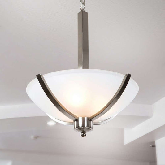 Yosemite Home Decor - Alta Peak 3 Light Bowl Chandelier in Satin Steel Finish with Acid Wash Glass - 107-3B-16AWSS veiw 2