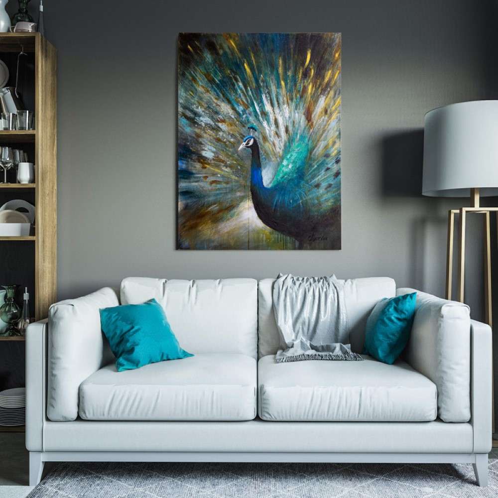 Yosemite Home Decor - Peacock Prowess Original Hand Painted Wall Art - DCB627 veiw 8