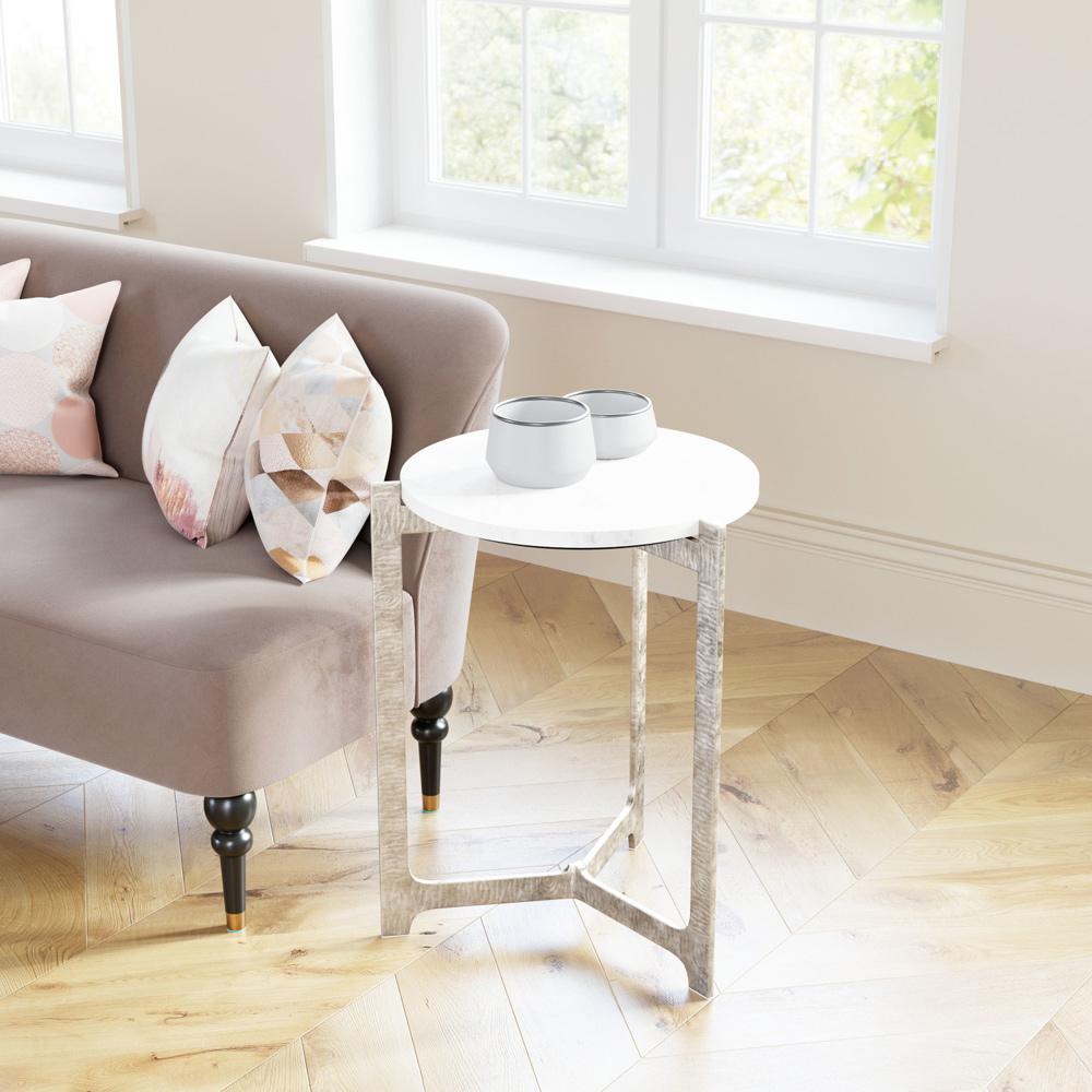 Zuo Modern - Barmas Side Table White & Silver - 110256 veiw 5