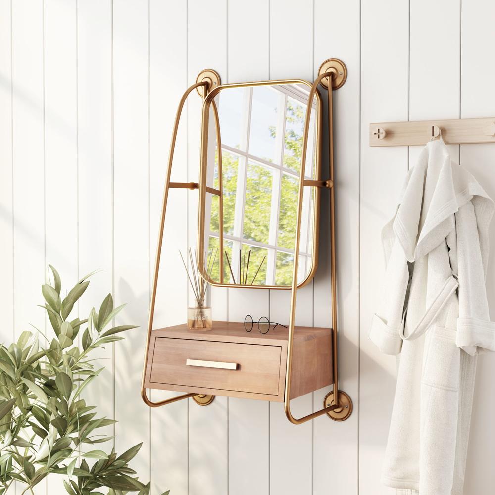 Zuo Modern - Peralta Mirror Shelf Brass & Brown - A12232 veiw 5