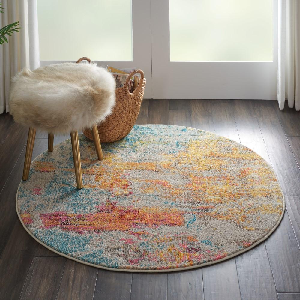 Nourison - Celestial CES02 Multicolor 53in x Round Abstract Area Rug - CES02-99446362254 veiw 2