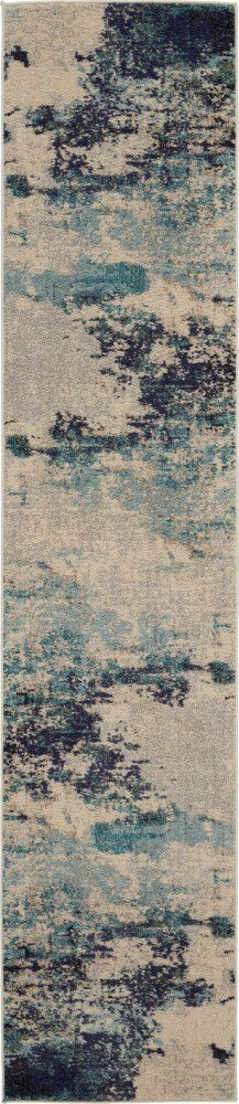 Nourison - Celestial CES02 Blue and White 22in x 10 Hallway Rug - CES02-99446473790 veiw 1