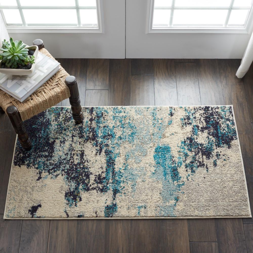Nourison - Celestial CES02 22in x 39in Blue and White Beach Area Rug - CES02-99446473776 veiw 2