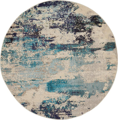 Nourison - Celestial CES02 Blue and White 4 Round Beach Area Rug - CES02-99446722713 veiw 1