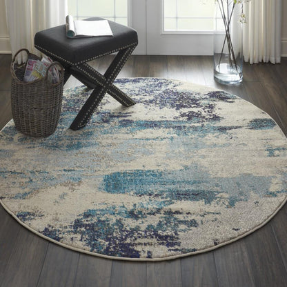 Nourison - Celestial CES02 Blue and White 4 Round Beach Area Rug - CES02-99446722713 veiw 2