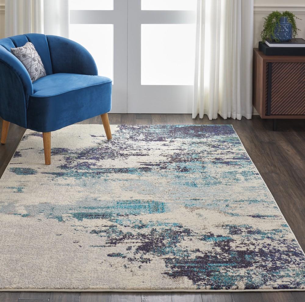 Nourison - Celestial CES02 Blue and White 53in x 73in Beach Area Rug - CES02-99446460608 veiw 2