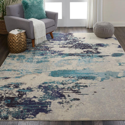 Nourison - Celestial CES02 Blue and White 710in x 106in Oversized Rug - CES02-99446460615 veiw 2