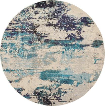 Nourison - Celestial CES02 Blue and White 710in x Round Large Rug - CES02-99446473820 veiw 1