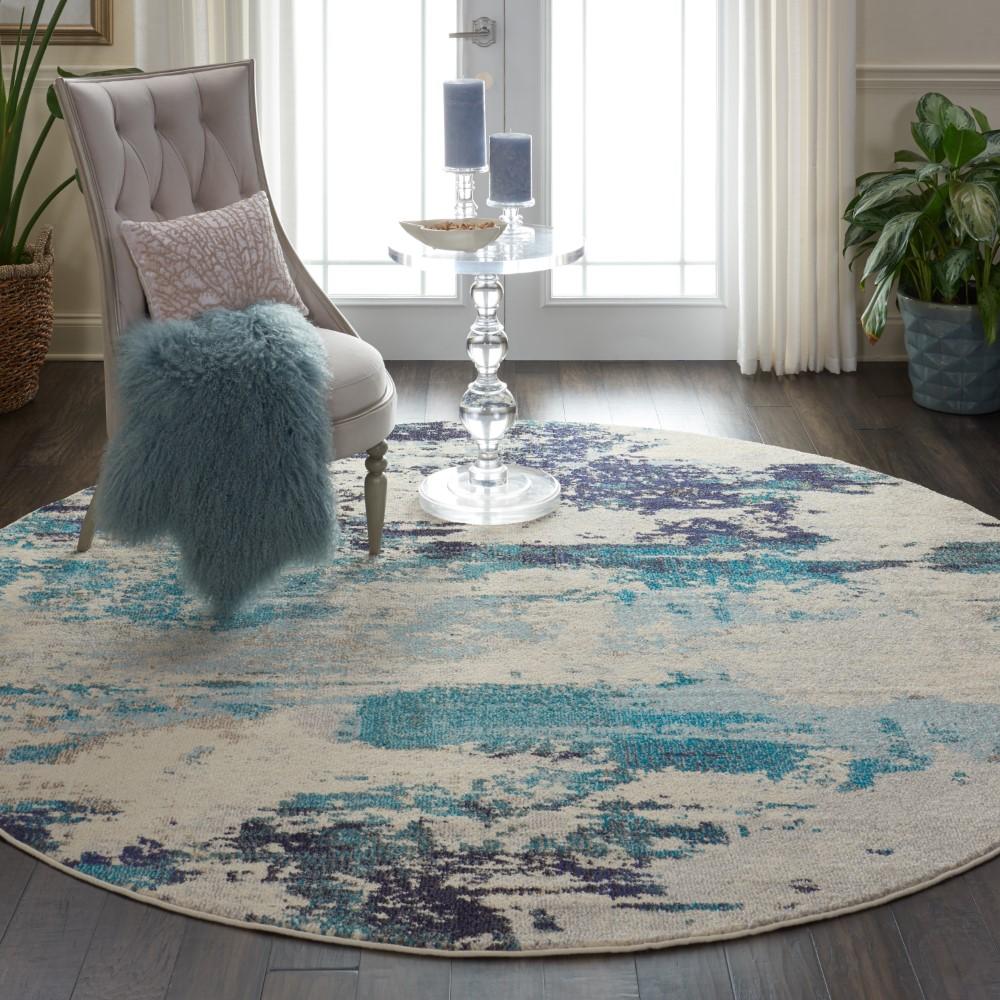 Nourison - Celestial CES02 Blue and White 710in x Round Large Rug - CES02-99446473820 veiw 2