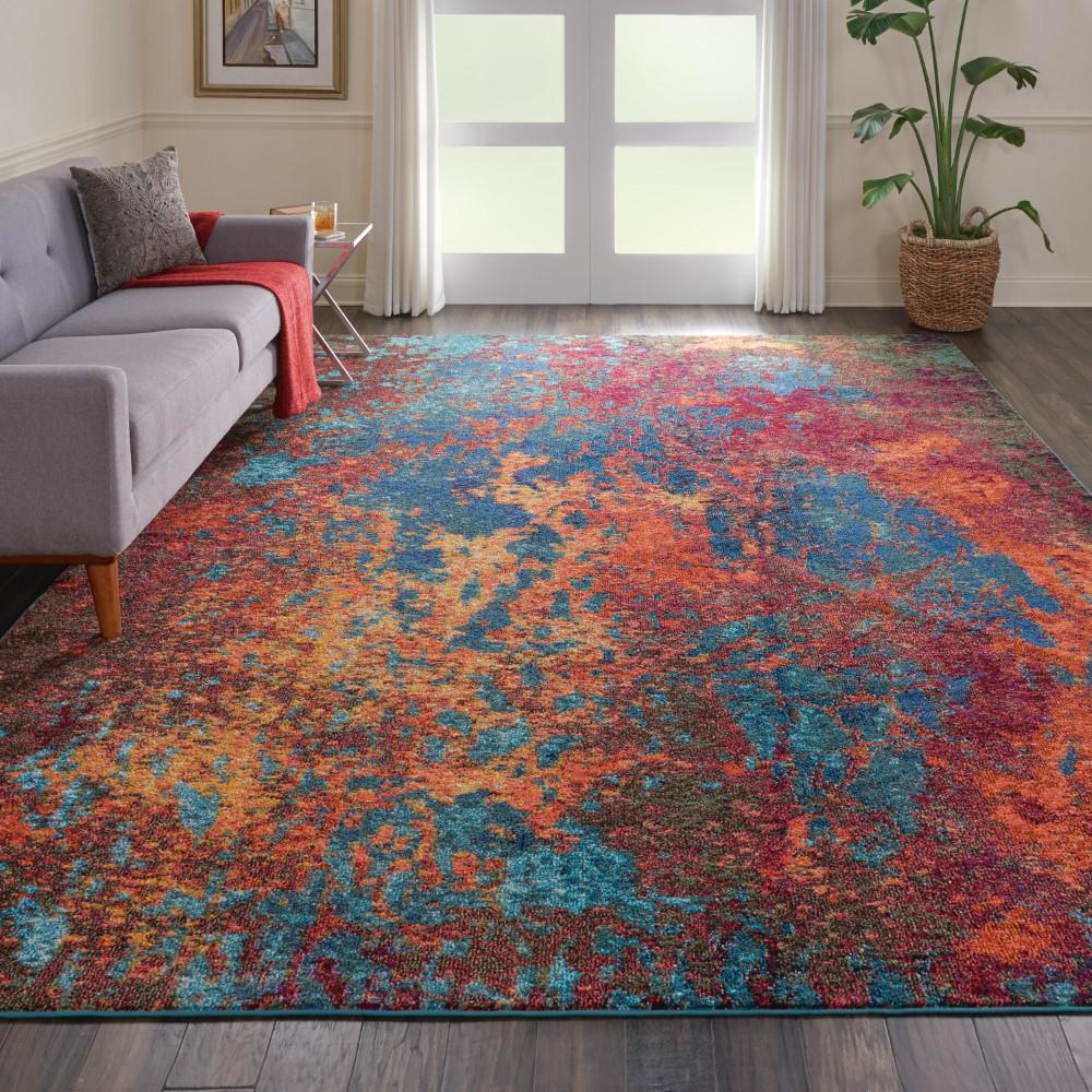 Nourison - Celestial CES08 Blue and Red 10x14 Oversized Rug - CES08-99446769879 veiw 2