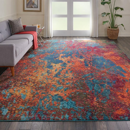 Nourison - Celestial CES08 Blue and Red 10x14 Oversized Rug - CES08-99446769879 veiw 2
