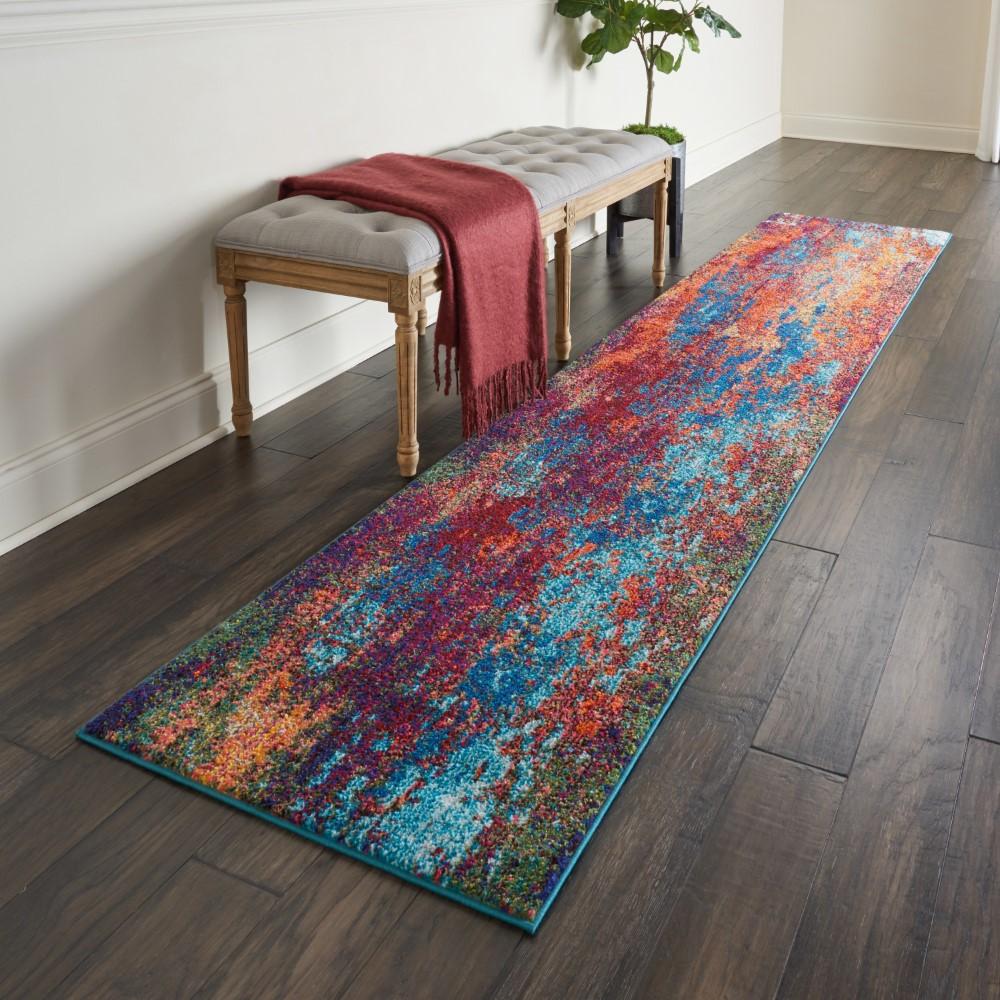 Nourison - Celestial CES08 Blue and Red 22in x 10 Hallway Rug - CES08-99446460523 veiw 2