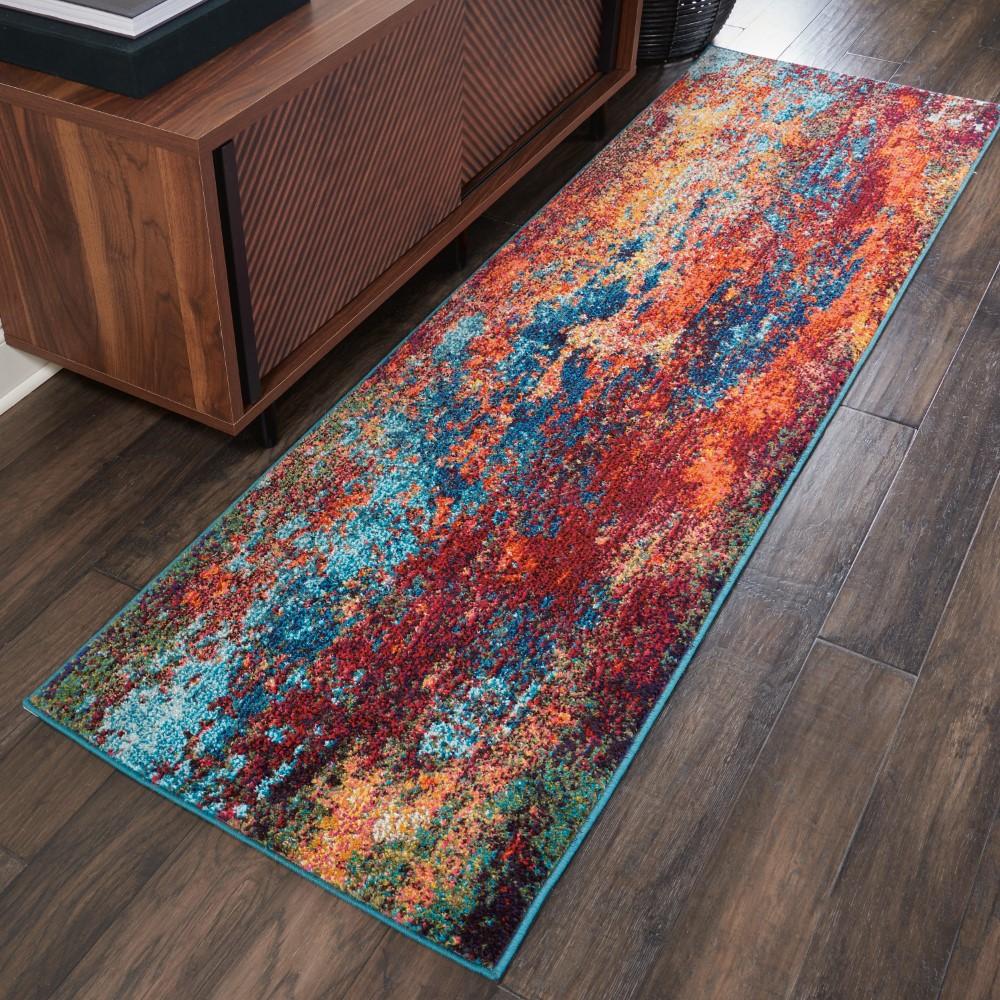 Nourison - Celestial CES08 Blue and Red 22in x 12 Hallway Rug - CES08-99446769800 veiw 2