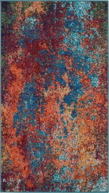 Nourison - Celestial 22in x 39in Blue and Red Colorful Area Rug - CES08-99446460493 veiw 1