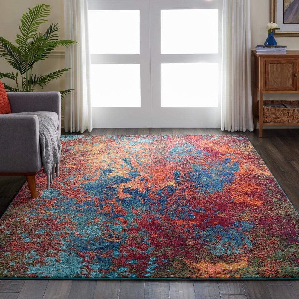 Nourison - Celestial CES08 Blue and Red 67in x 97in Large Rug - CES08-99446460547 veiw 2