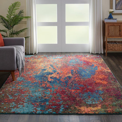 Nourison - Celestial CES08 Blue and Red 710in x 106in Oversized Rug - CES08-99446366740 veiw 2
