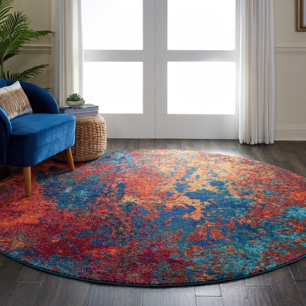 Nourison - Celestial CES08 Blue and Red 710in x Round Large Rug - CES08-99446460554 veiw 2