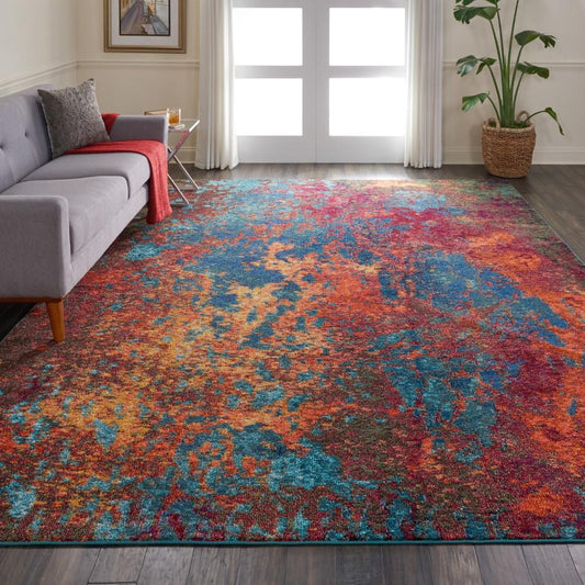 Nourison - Celestial CES08 Blue and Red 9x12 Oversized Rug - CES08-99446460561 veiw 2