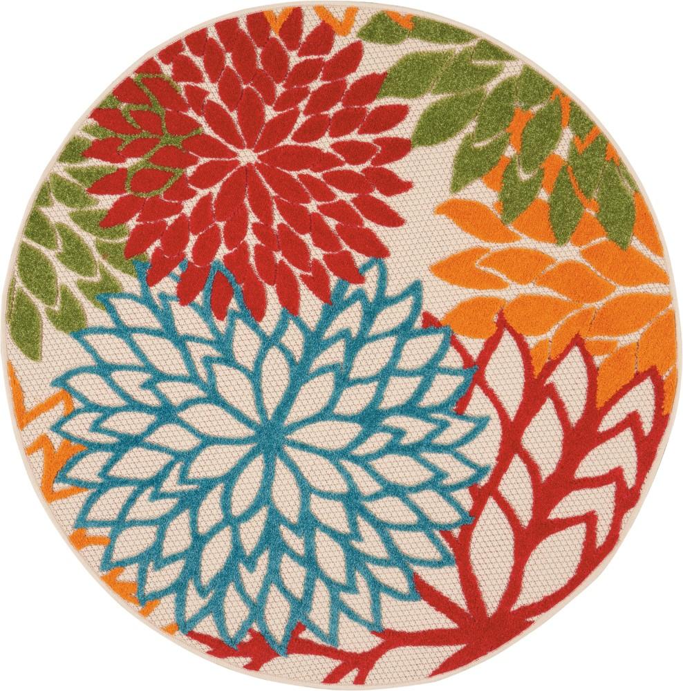 Nourison - Aloha ALH05 Green 53in x Round Indoor-outdoor Area Rug - ALH05-99446066657 veiw 1