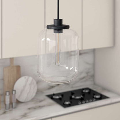 Hudson & Canal - Agnolo 9.62in Wide Pendant with Glass Shade in Blackened Bronze/Clear - PD0489 veiw 2