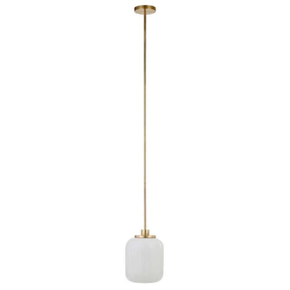 Hudson & Canal - Agnolo 9.62in Wide Pendant with Glass Shade in Brass/White Milk - PD0504 veiw 1