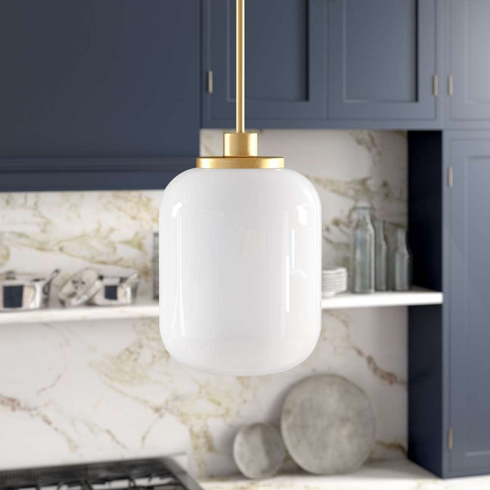 Hudson & Canal - Agnolo 9.62in Wide Pendant with Glass Shade in Brass/White Milk - PD0504 veiw 2