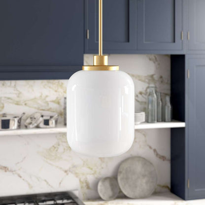 Hudson & Canal - Agnolo 9.62in Wide Pendant with Glass Shade in Brass/White Milk - PD0504 veiw 2