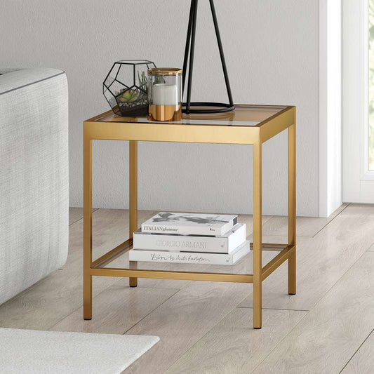 Hudson & Canal - Alexis 20in Wide Square Side Table in Brass - ST0381 veiw 2