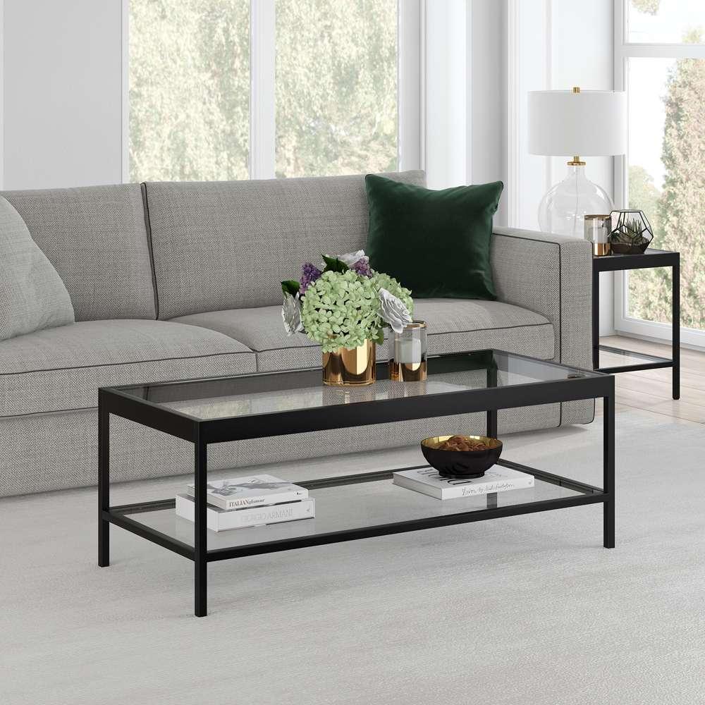 Hudson & Canal - Alexis 45in Wide Rectangular Coffee Table in Blackened Bronze - CT0378 veiw 2
