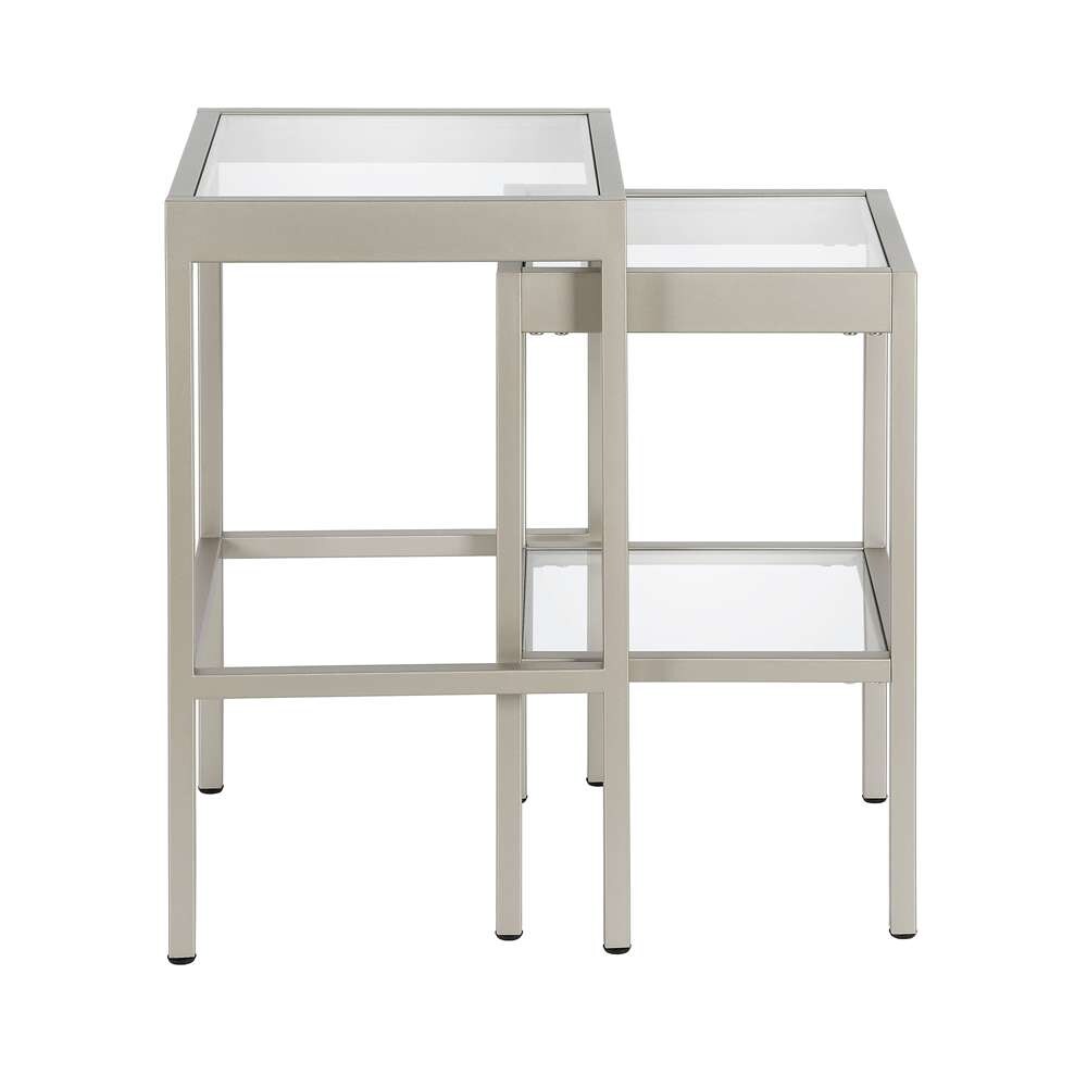 Hudson & Canal - Alexis Rectangular & Square Nested Side Table in Nickel - ST0390 veiw 1