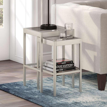 Hudson & Canal - Alexis Rectangular & Square Nested Side Table in Nickel - ST0390 veiw 2