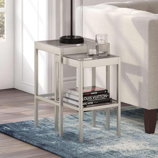 Hudson & Canal - Alexis Rectangular & Square Nested Side Table in Nickel - ST0390 veiw 2