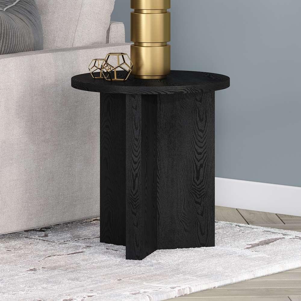 Hudson & Canal - Anders 20in Wide Round Side Table in Black Grain - ST1925 veiw 2