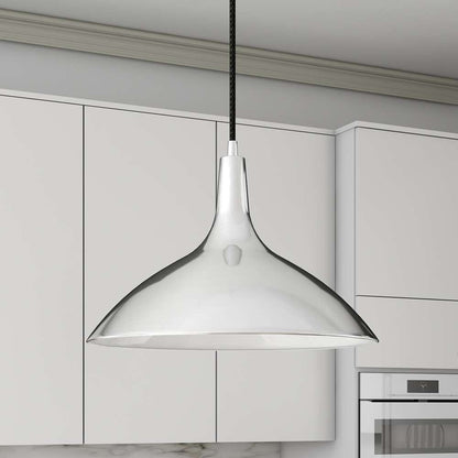 Hudson & Canal - Barton 14in Wide Pendant with Metal Shade in Polished Nickel/Polished Nickel - PD0763 veiw 2