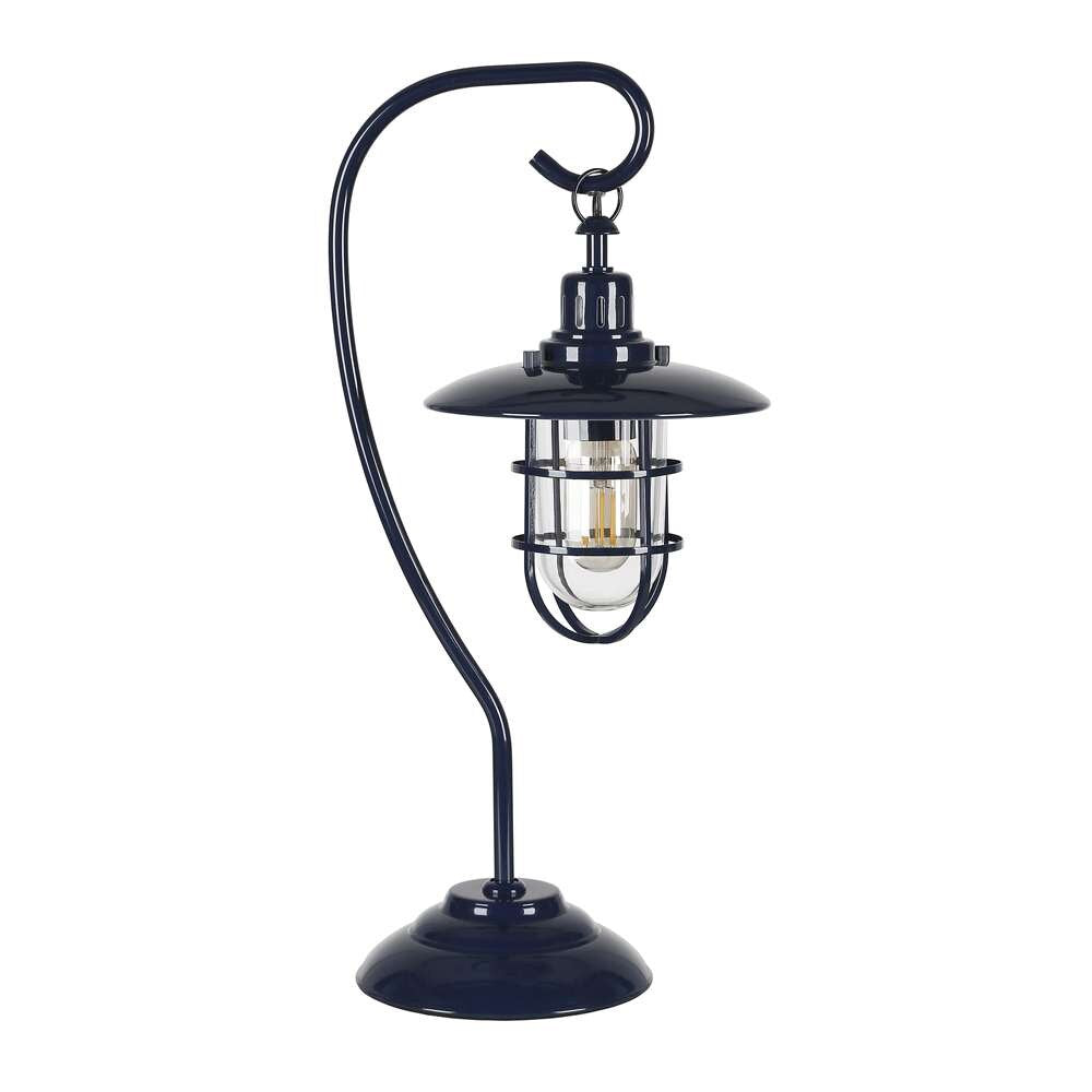 Hudson & Canal - Bay 22in Tall Nautical Table Lamp with Glass/Metal Shade in Navy Blue/Clear - TL0213 veiw 1