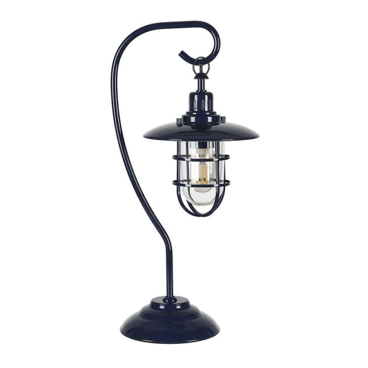 Hudson & Canal - Bay 22in Tall Nautical Table Lamp with Glass/Metal Shade in Navy Blue/Clear - TL0213 veiw 1