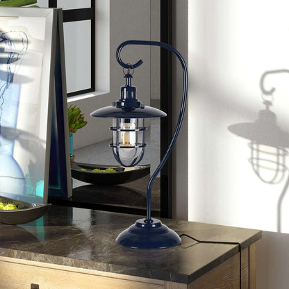 Hudson & Canal - Bay 22in Tall Nautical Table Lamp with Glass/Metal Shade in Navy Blue/Clear - TL0213 veiw 2