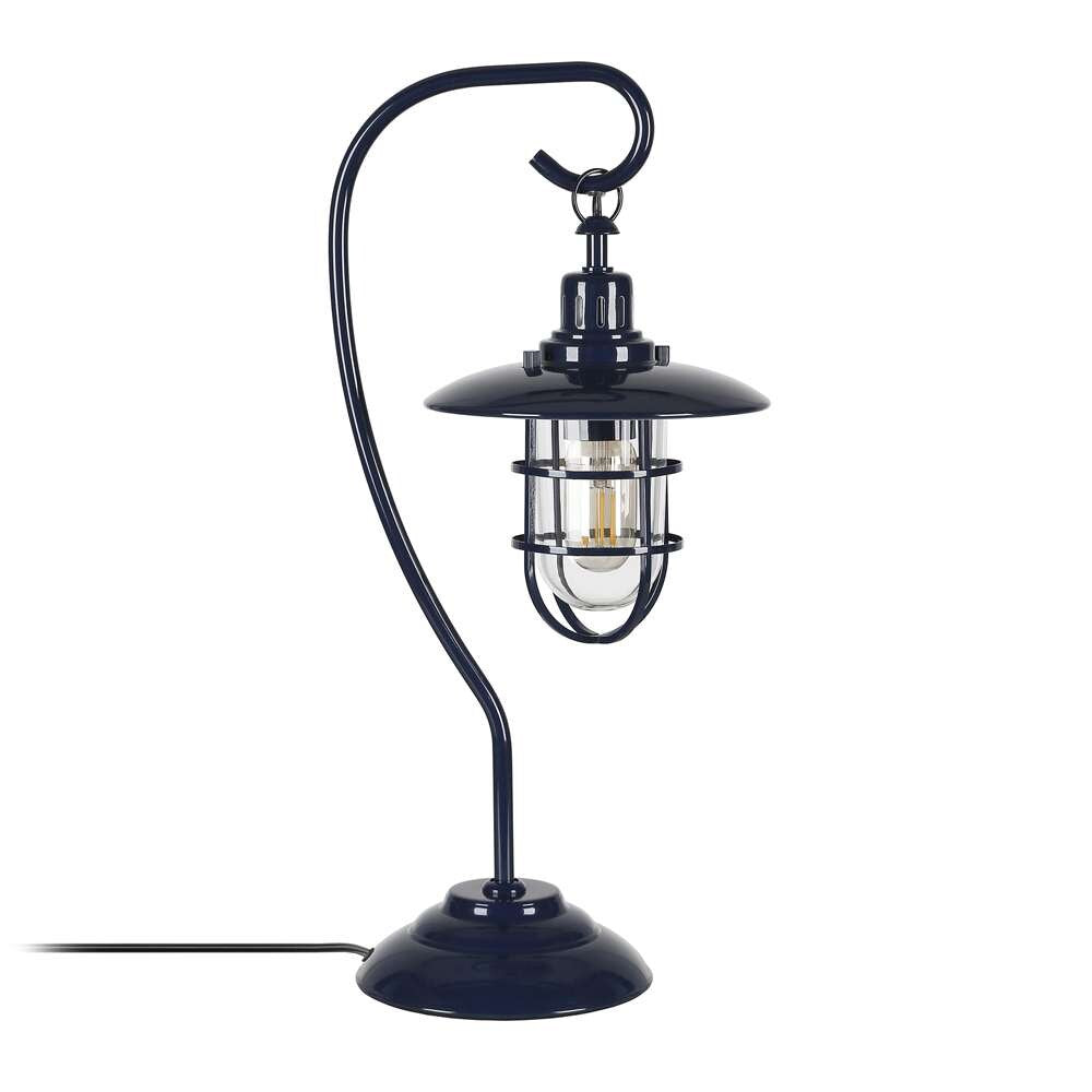 Hudson & Canal - Bay 22in Tall Nautical Table Lamp with Glass/Metal Shade in Navy Blue/Clear - TL0213 veiw 3