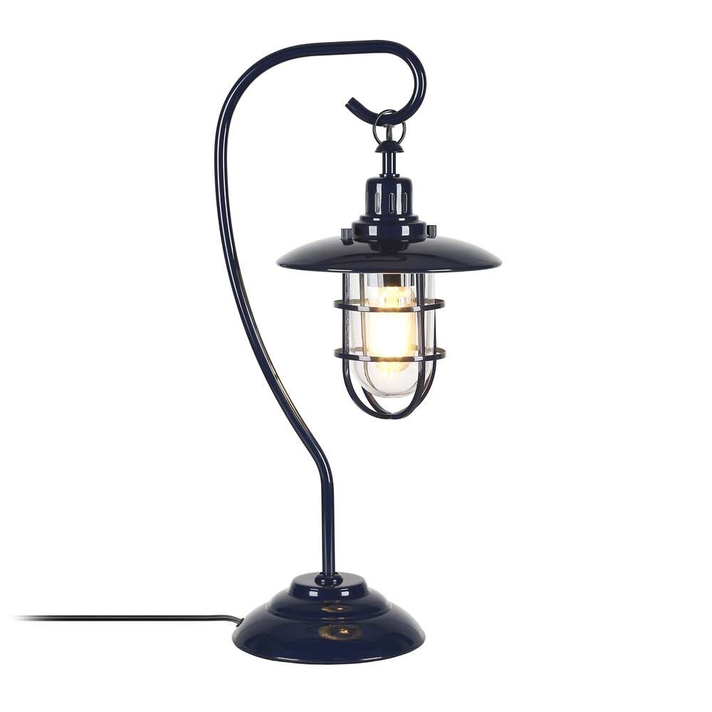 Hudson & Canal - Bay 22in Tall Nautical Table Lamp with Glass/Metal Shade in Navy Blue/Clear - TL0213 veiw 4