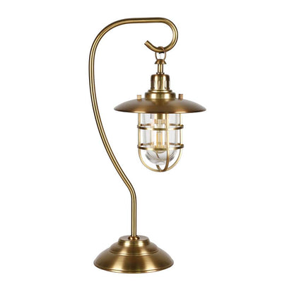 Hudson & Canal - Bay 22in Tall Nautical Table Lamp with Glass/Metal Shade in Antique Brass/Clear - TL0212 veiw 1