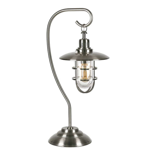 Hudson & Canal - Bay 22in Tall Nautical Table Lamp with Glass/Metal Shade in Brushed Nickel/Clear - TL0211 veiw 1