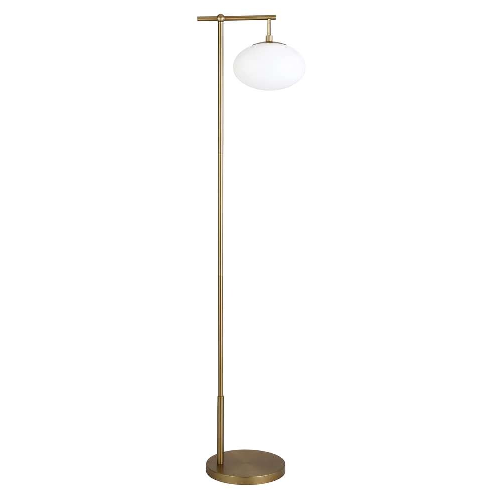 Hudson & Canal - Blume 68in Tall Arc Floor Lamp with Glass Shade in Brushed Brass/Milk White - FL1495 veiw 1