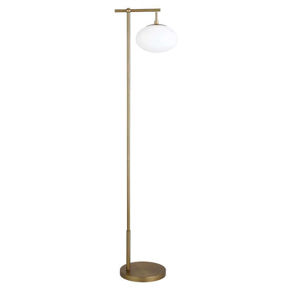 Hudson & Canal - Blume 68in Tall Arc Floor Lamp with Glass Shade in Brushed Brass/Milk White - FL1495 veiw 1